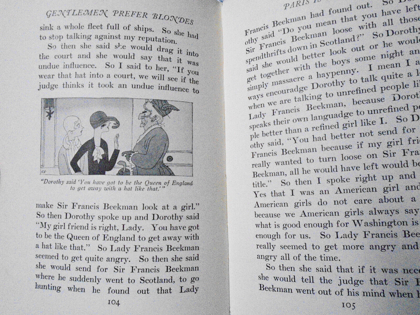 Gentlemen Prefer Blondes, by Anita Loos. 1926, 8th printing.