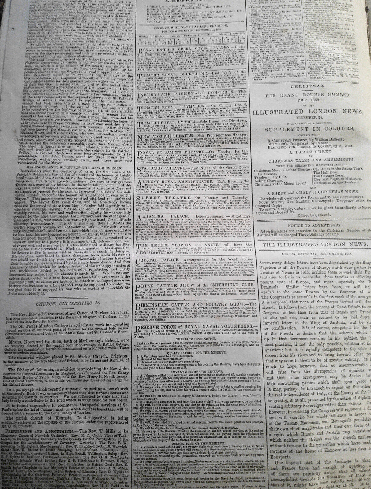 The Illustrated London News, December 3, 1859 - Algesiras, Schiller Festival etc