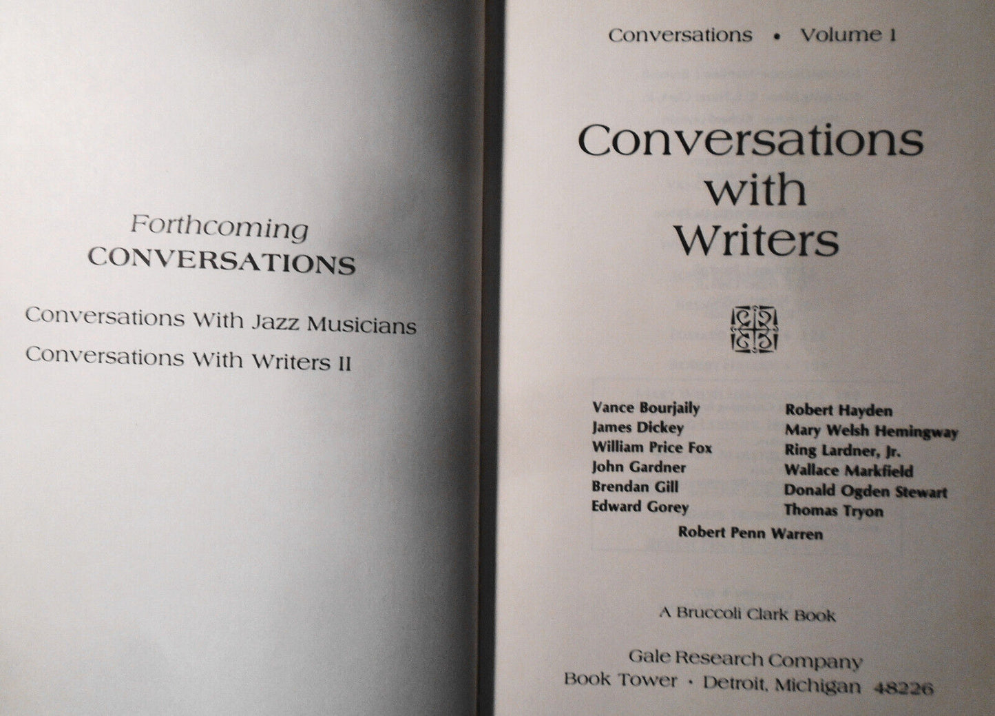 Conversations with Writers - Matthew Brucolli, ed. / 1st Edition 1977. Hardcover