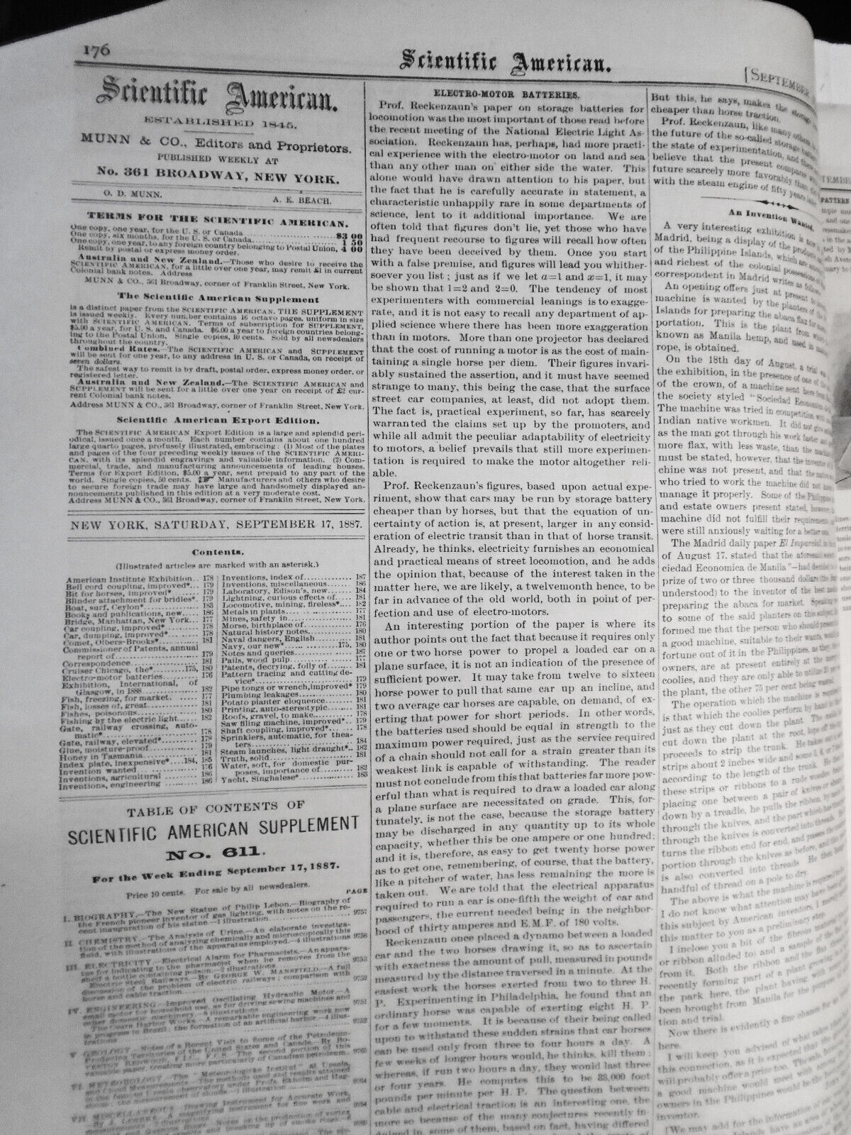 Scientific American, Sept. 17, 1887 - Thomas Edison's New Lab; Chicago War Ship