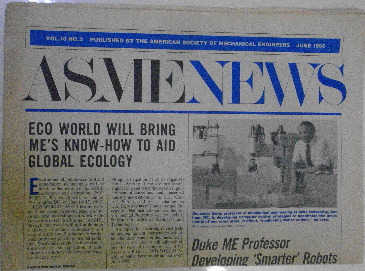 ASME News, June 1990 - By American Society of Mechanical Engineers