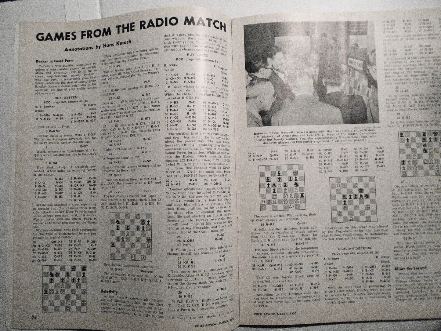 Chess Review, March 1950.  Arnold Denker On Cover.