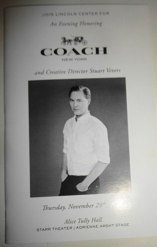 An Evening Honoring Coach New York, Playbill, Lincoln Center, November 29, 2018