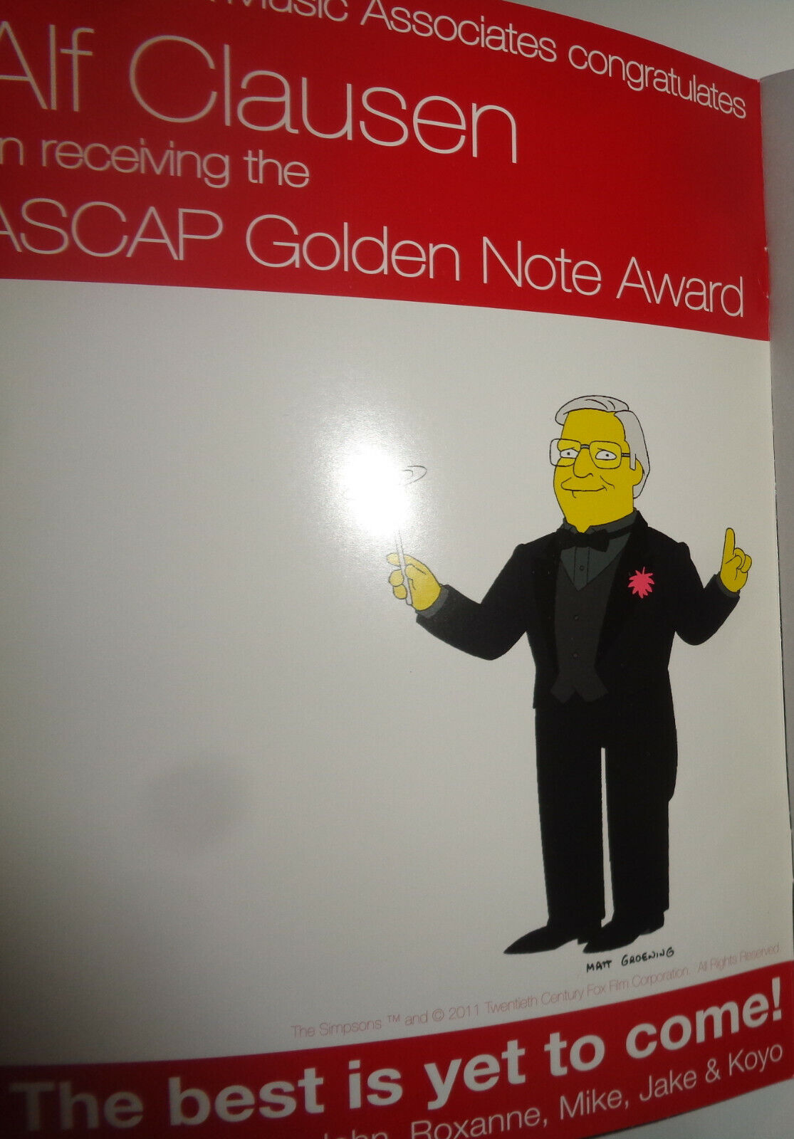 2011 ASCAP Film and Television Music Awards - Souvenir Program - Alf Clausen ..