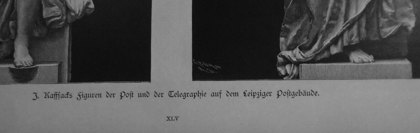 J. Kaffsacks Figuren der Post und der Telegraphie - 1884 Original antique print