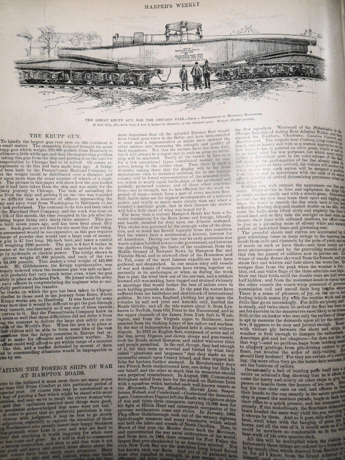 Harper's Weekly April 22, 1893 - Naval maneuvers; Circus; French cavalry;Artists