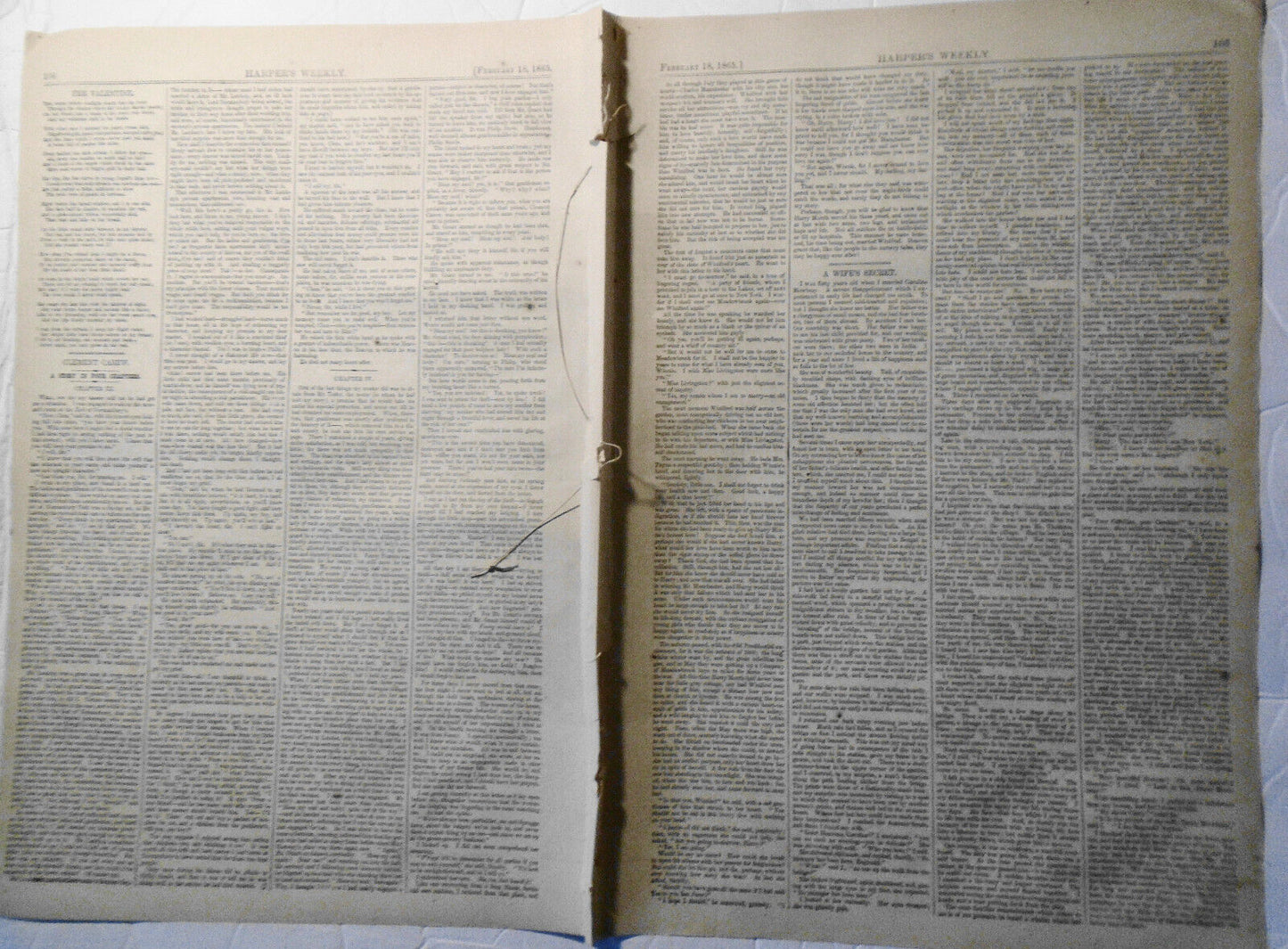 St. Valentine's Day  - original double-page print from Harper's Weekly 2/18/1865