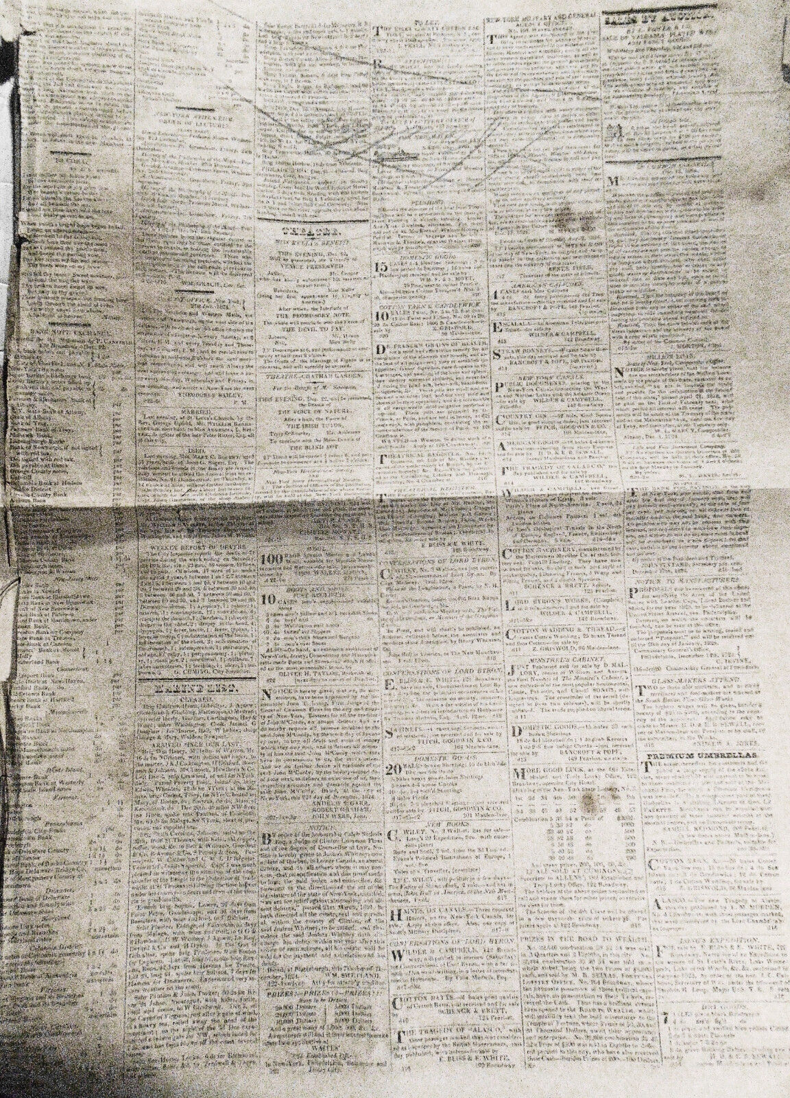 THE NEW-YORK STATESMAN, December 22, 1824 - NY Governor DeWitt Clinton's copy