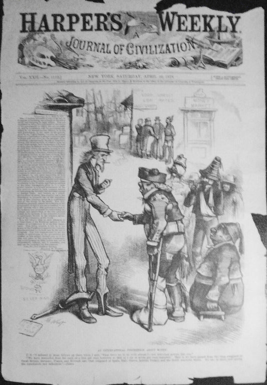 An international conference about money, by Thomas Nast  - Harper's Weekly, 1878