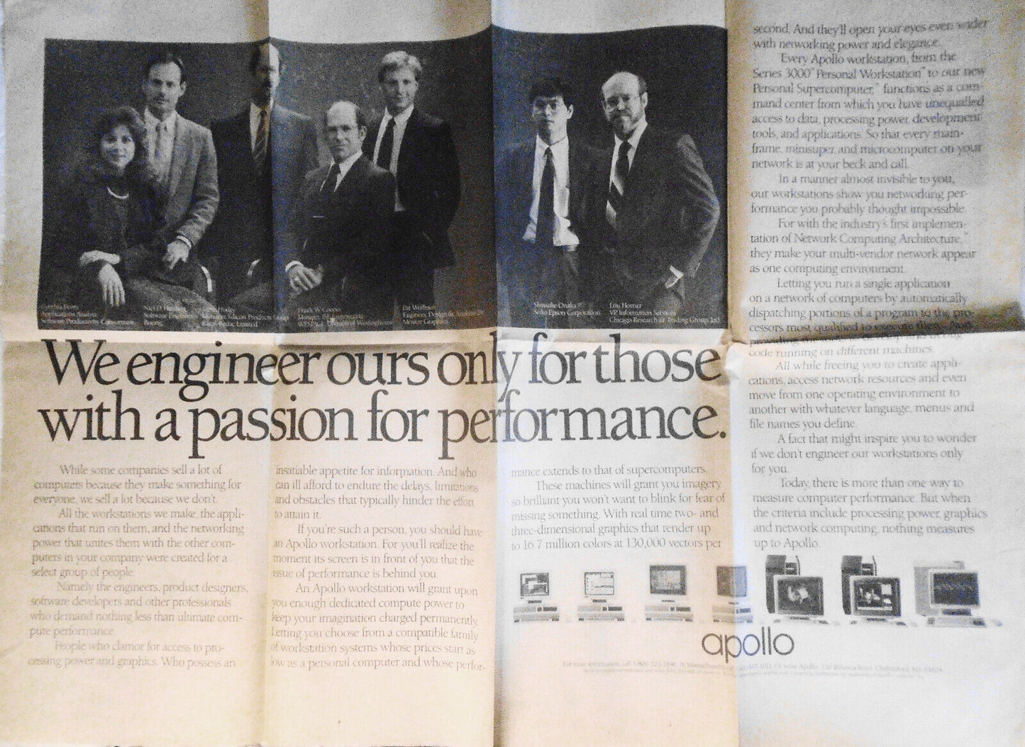 Apollo Computer giant double-page ad in The Wall Street Journal, April 19, 1988.