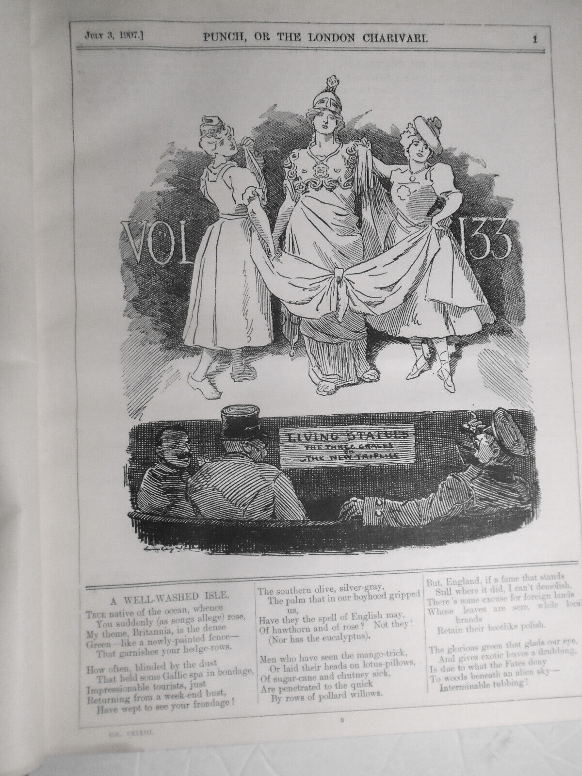Punch Magazine, July-Dec 1907. Bound volume. With  1907 Almanac.