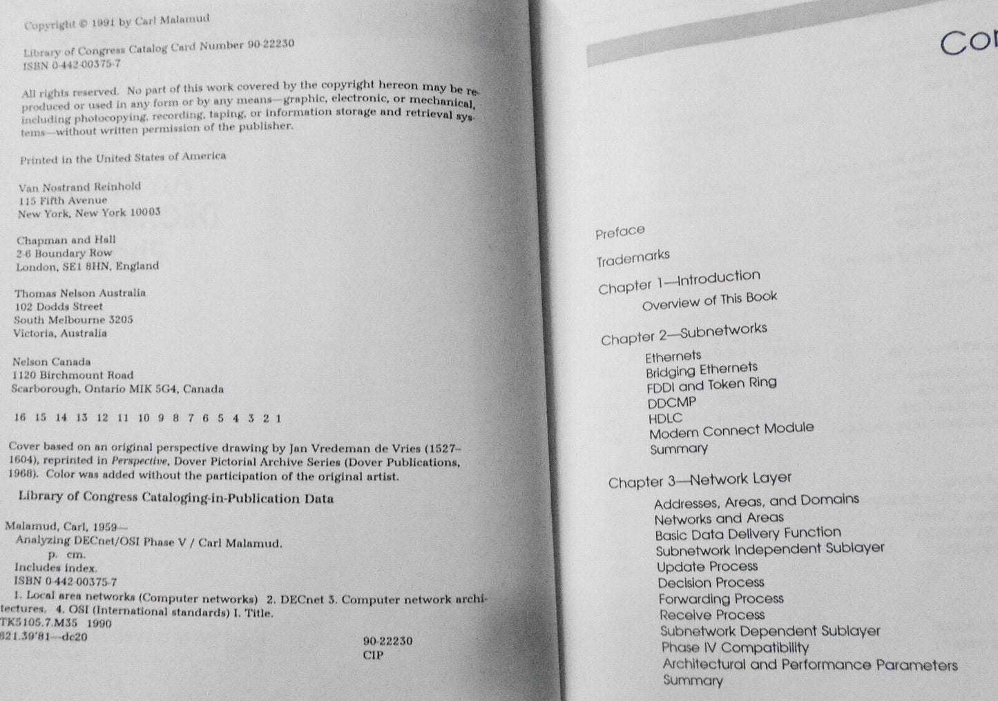 Analyzing DecNet/OSI Phase V, by Carl Malamud. Fine/Fine Hardcover/DJ. 1st 1991.