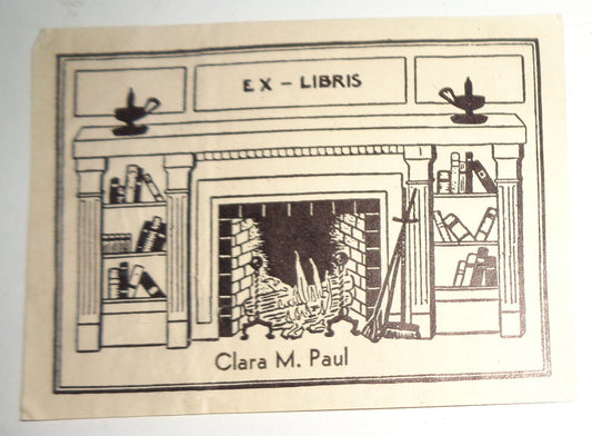 Clara M. Paul Ex Libris Bookplate - 1940's