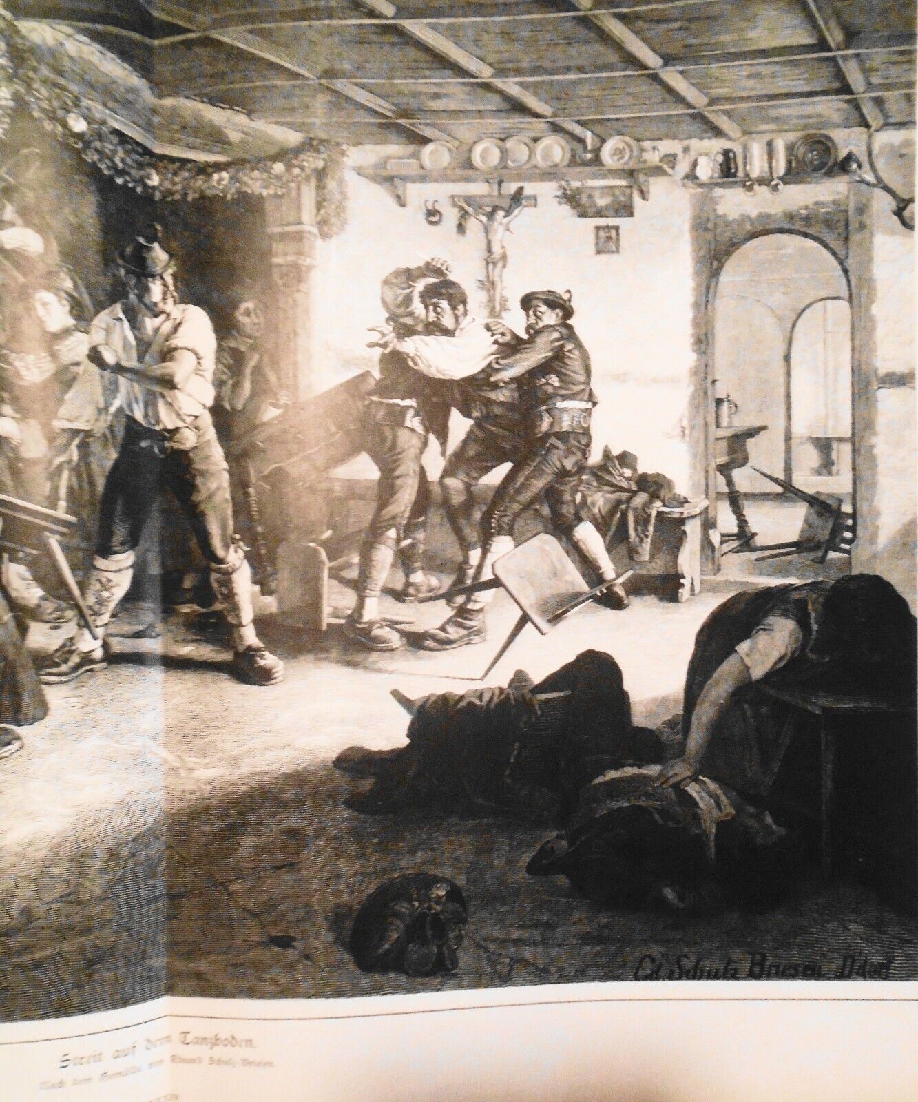 Streit auf dem Tanzboden by Eduard Schulz-briesen. 1882 - 16 x 22 inches