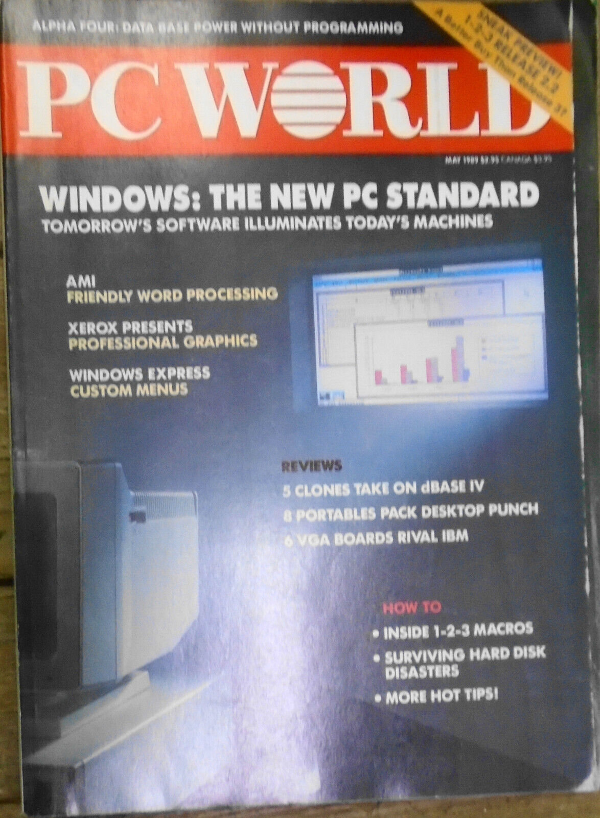 PC WORLD Magazine, May 1989. Windows: The New PC Standard, etc.
