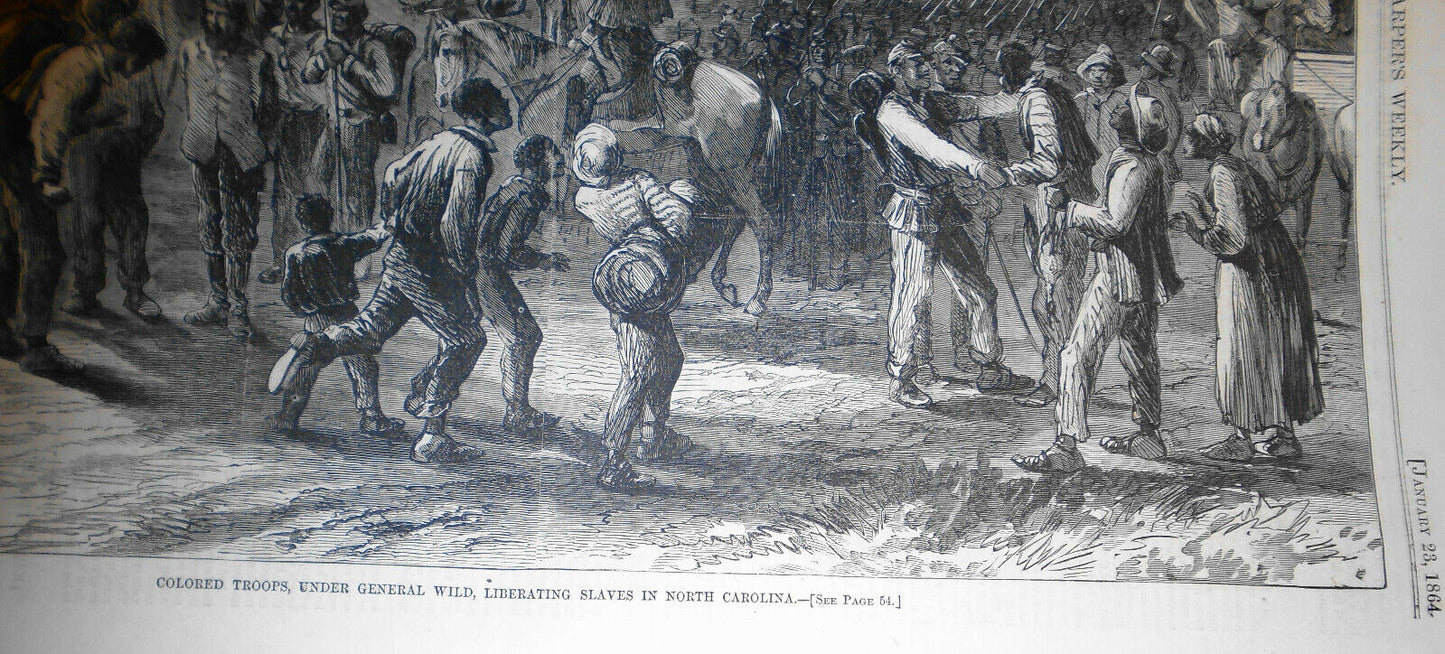 Colored Troops Liberating Slaves, in Harper's Weekly - Original issue 1/23/1864