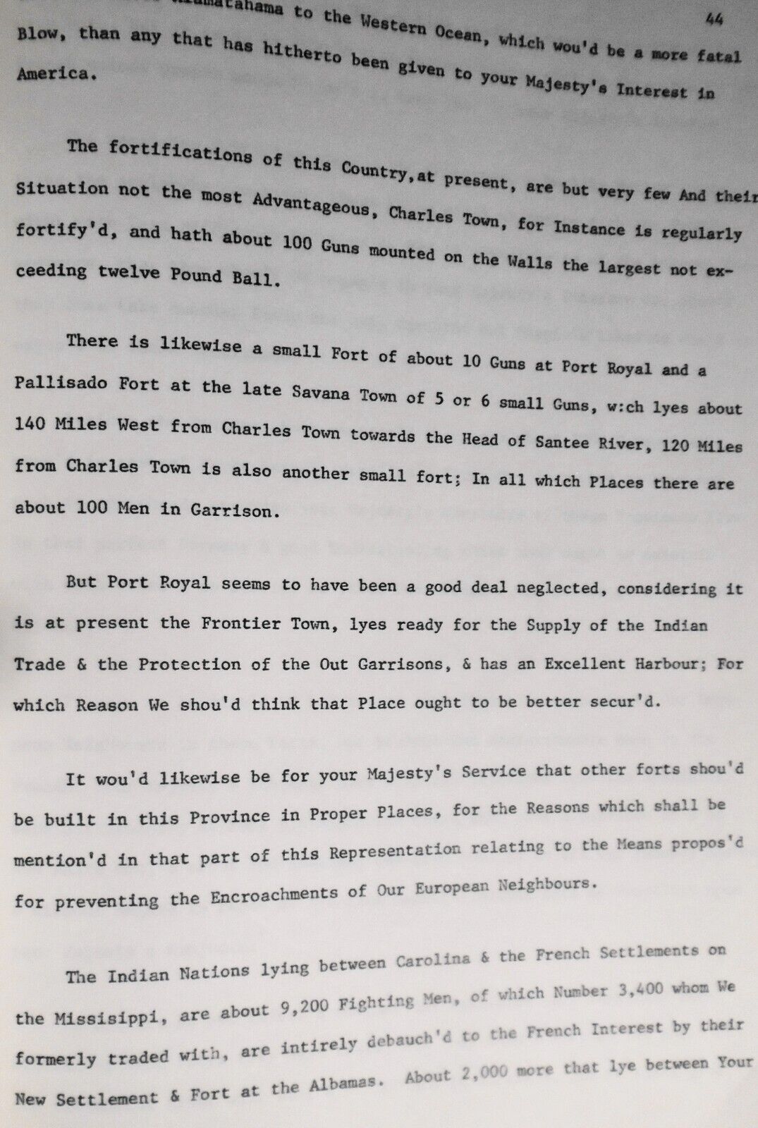 State of Your Majesty's Plantations on the Continent North America 1721 - TYPED