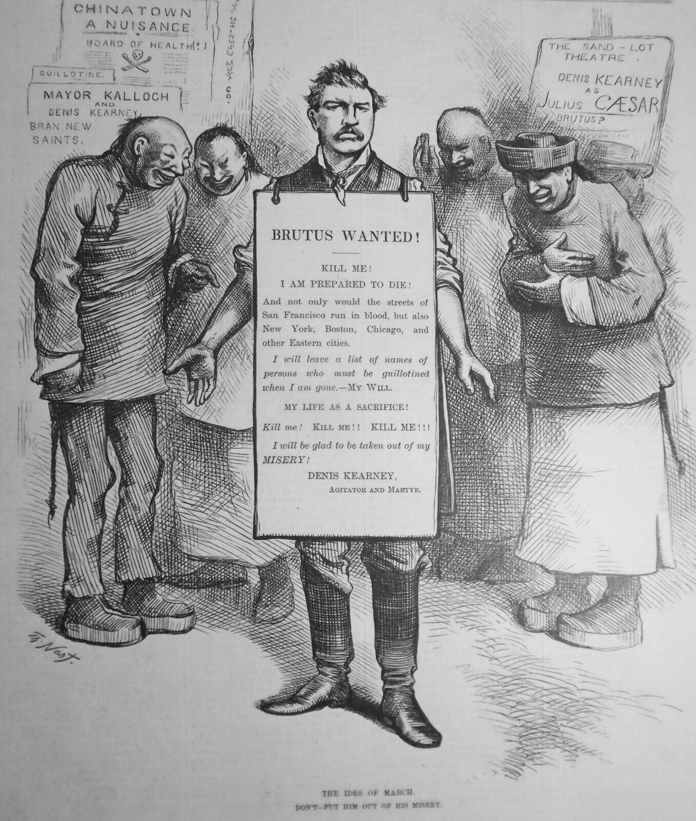 "The Ides of March"  by Thomas Nast.  Harper's Weekly, March 20, 1880. Original.