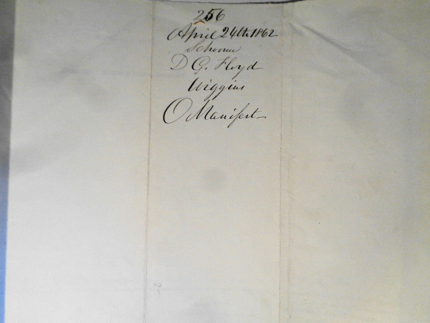 1862 Manifest Of Schooner John Floyd - 178 tons coal: Philadelphia to Bedford MA