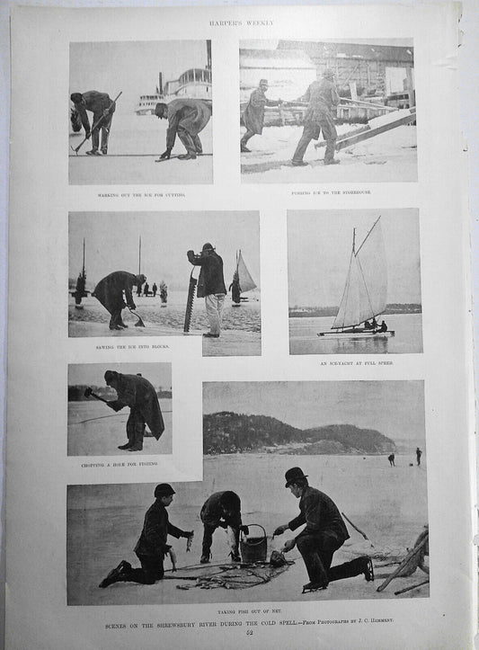 Scenes on the Shrewsbury River During the Cold Spell - Harper's Weekly, 1893.