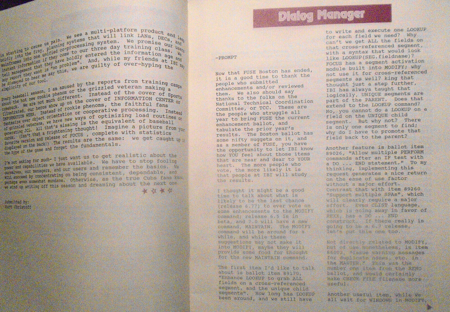 Fuseviews, Summer 1990. Focus Users Group publication by Fuse Inc.