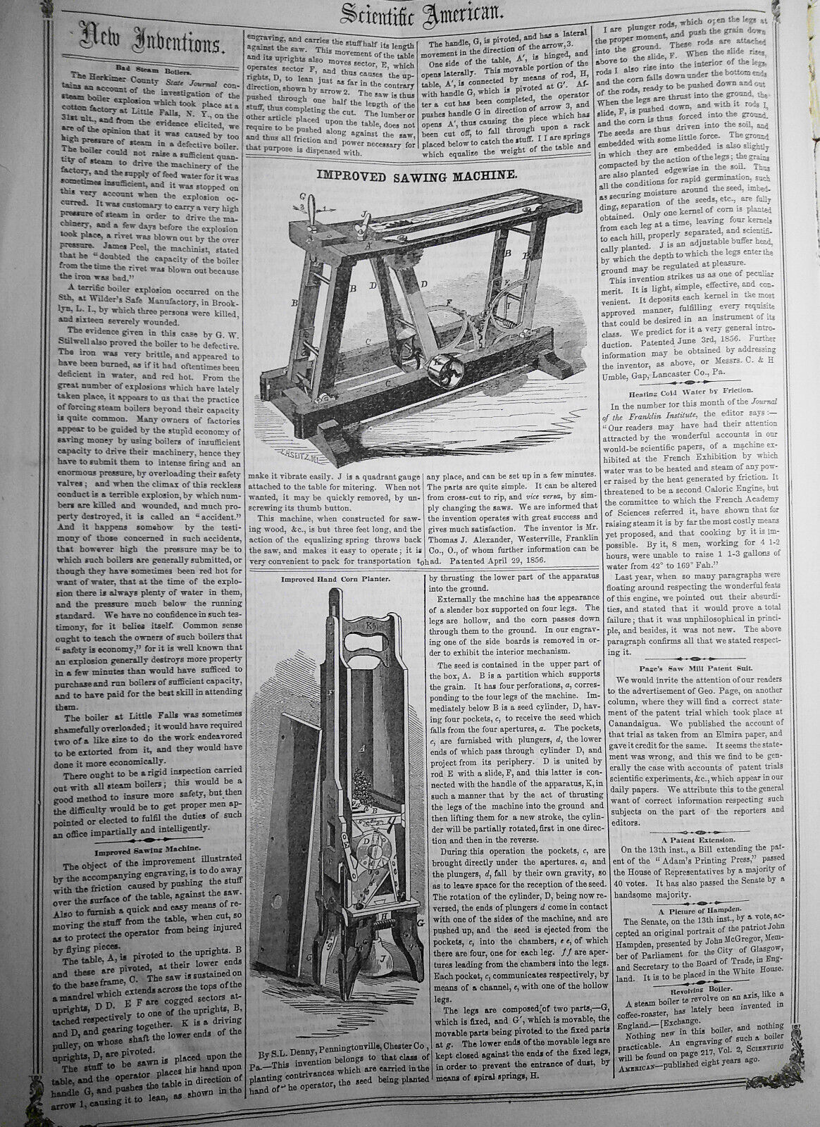 Scientific American, August 23, 1856. Qualifications of Engineers. Patents, etc.