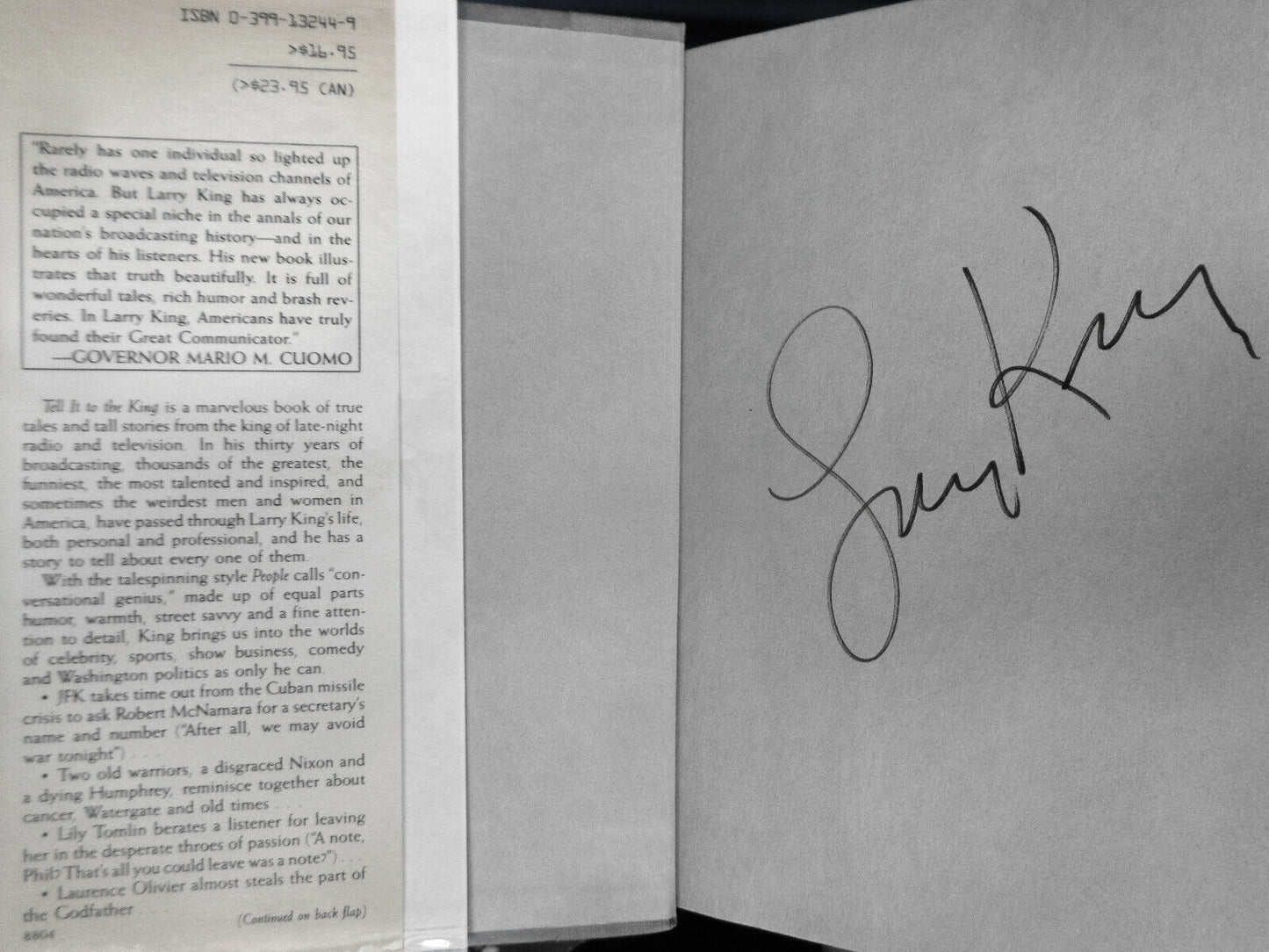 Tell It To The King - [SIGNED] - by Larry King, Peter Occhiogrosso HC/DJ 1988.