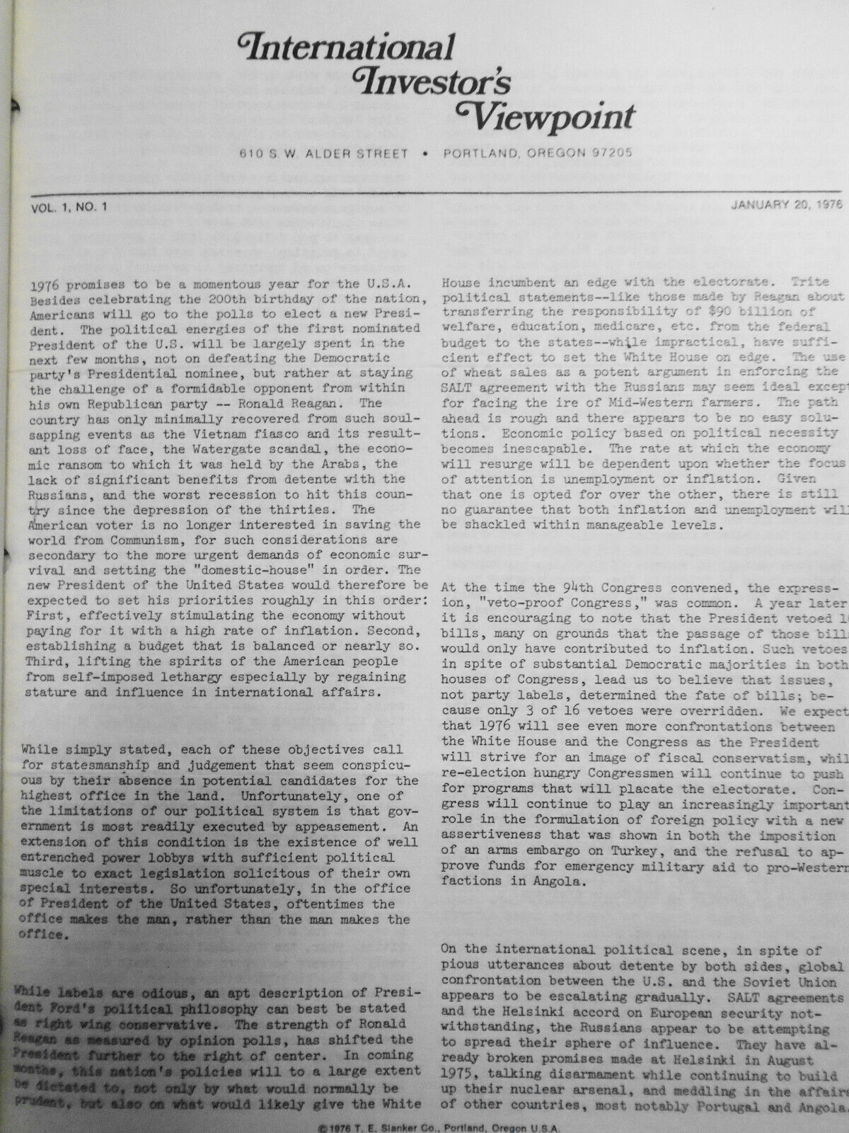 International Investor's Viewpoint - 38 Issues 1976-8 - gold, oil, mining, bonds