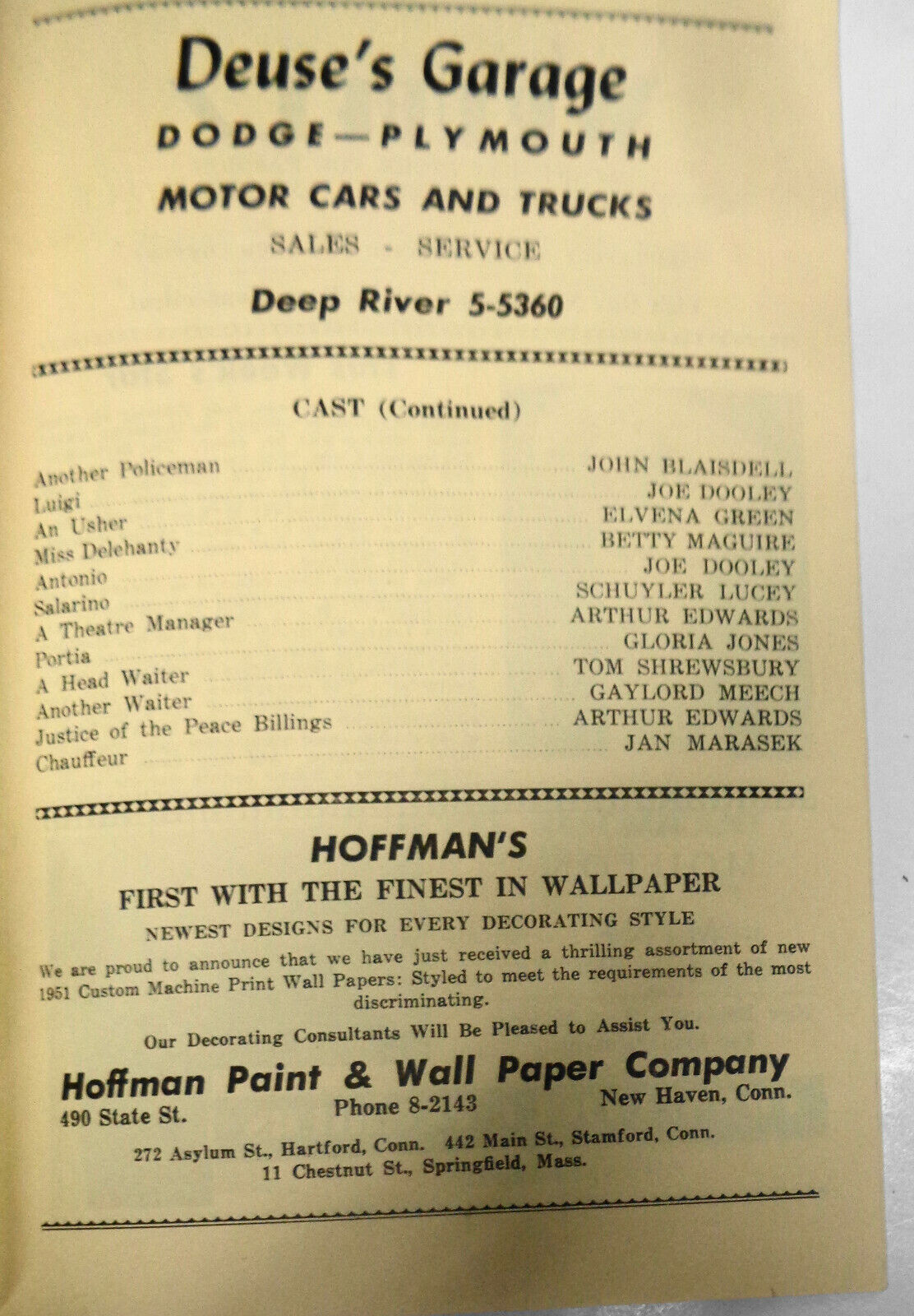 Judy Holiday in Dream Girl by Elmer Rice, Ivoryton Playhouse Program, 1951