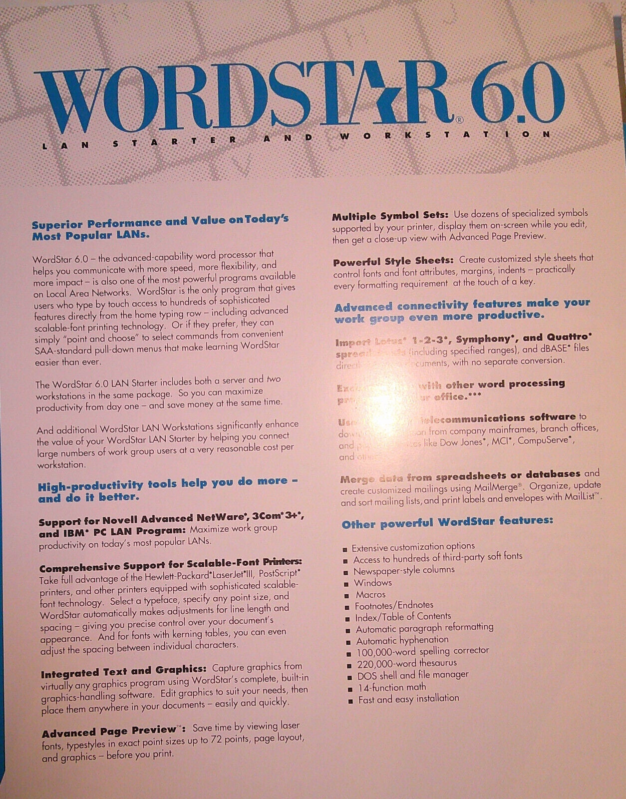 Wordstar Press Kit, 1990 - Brochure and promo literature