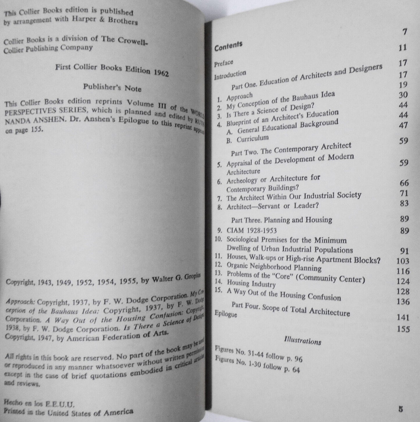 Scope Of Total Architecture, by Walter Gropius - 1st printing PB 1962