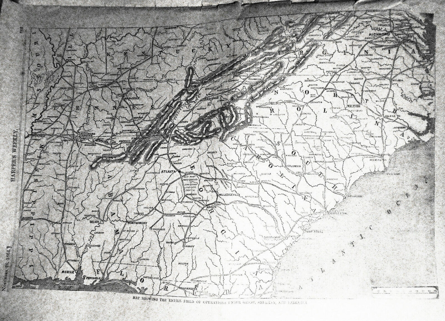 Harper's Weekly November 26, 1864  - Civil War, large map of operations, etc..