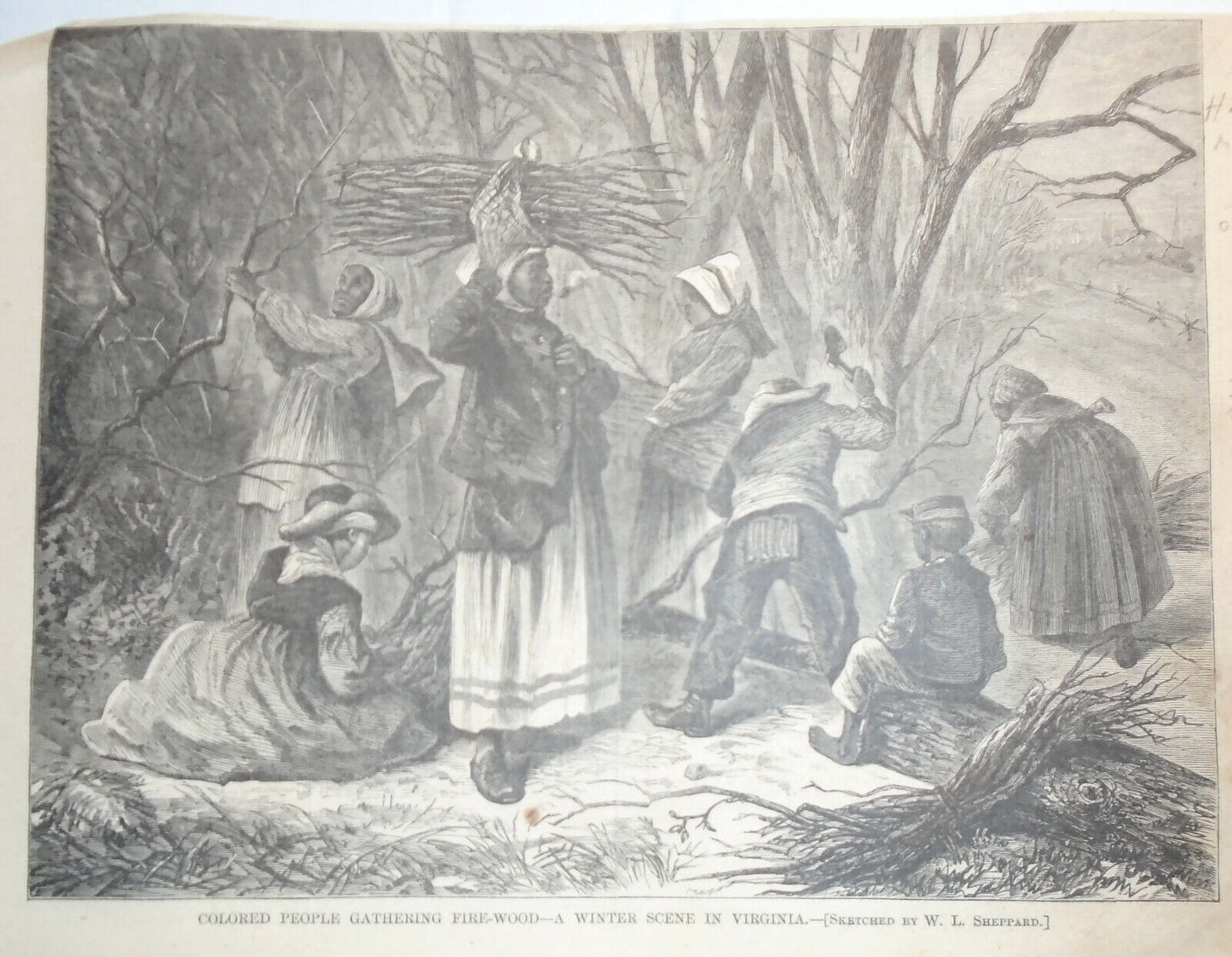 Colored People Gathering Fire-wood - Winter Scene In Virginia -  1868 Harper's W