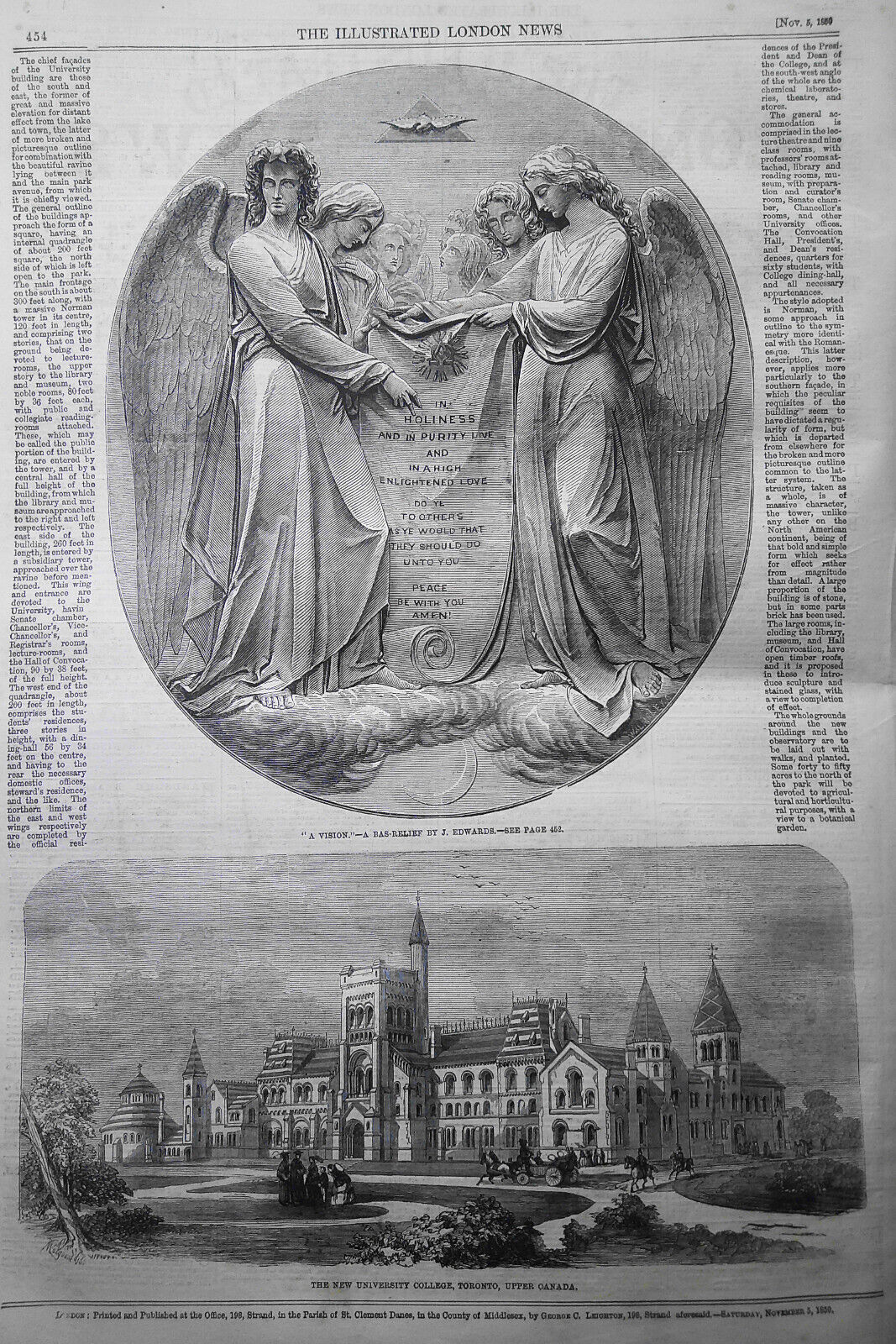 Illustrated London News, Nov. 5, 1859. Oxford University Museum & Gymnasium etc