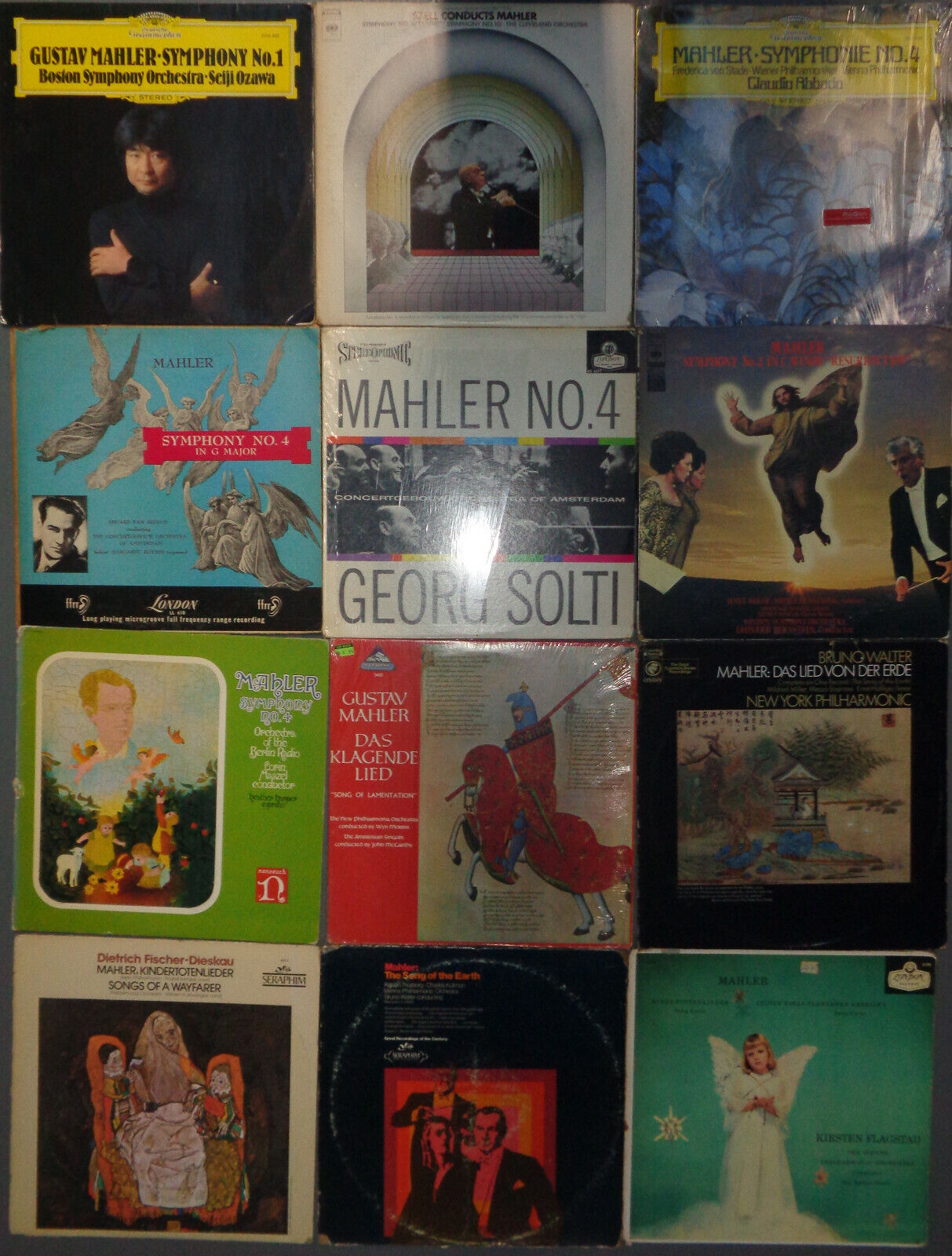 12 MAHLER LPs lot - Ozawa, Szell, Bernstein, Solti, Maazel, Walter, Flagstad ...