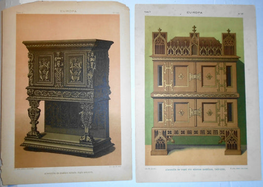EUROPA Alacenilla - lot of two lithographs circa 1890 by J. Aleu, Barcelona.