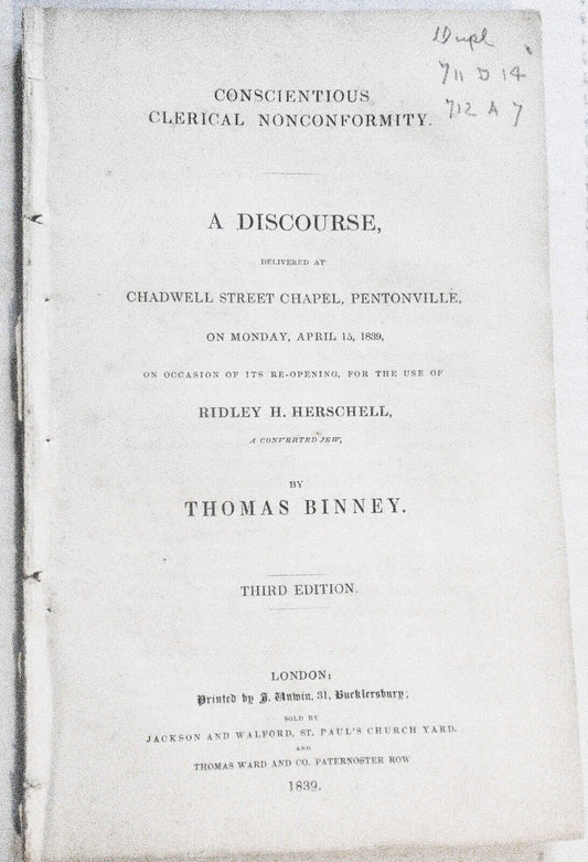 1839 Conscientious clerical nonconformity : a discourse... by Thomas Binney