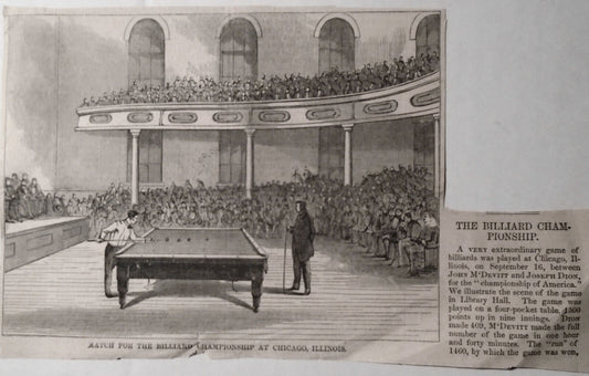 Match for the Billiard Championship at Chicago - Harper's Weekly, October, 1868
