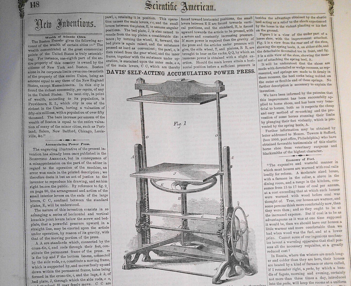 Scientific American January 19, 1856. Robert Fulton; California; Horse flesh etc