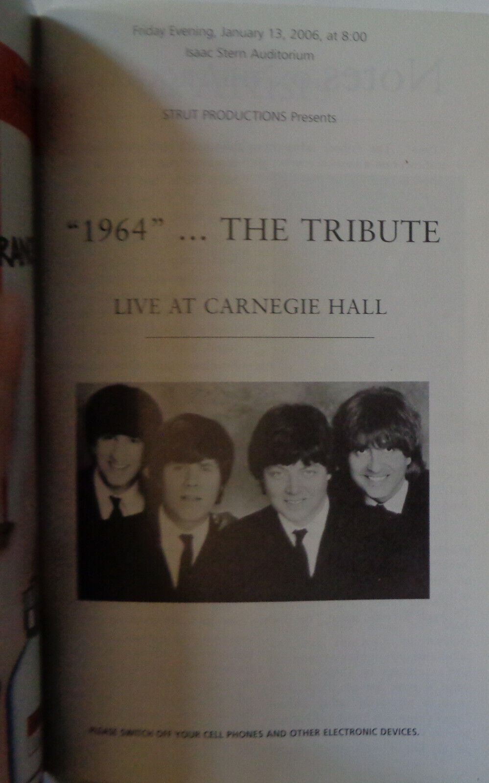 "1964"...THE [BEATLES] TRIBUTE" - PLAYBILL - JANUARY 13, 2006