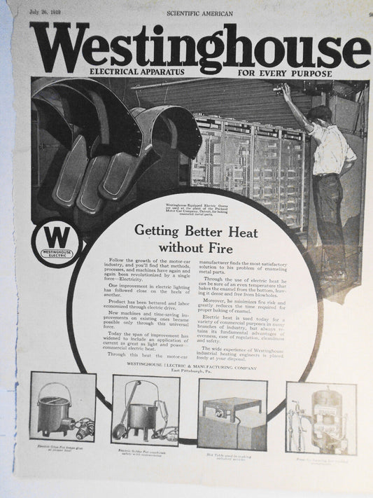 Westinghouse Electrical Apparatus For Every Purpose AD, Scientific American 1919