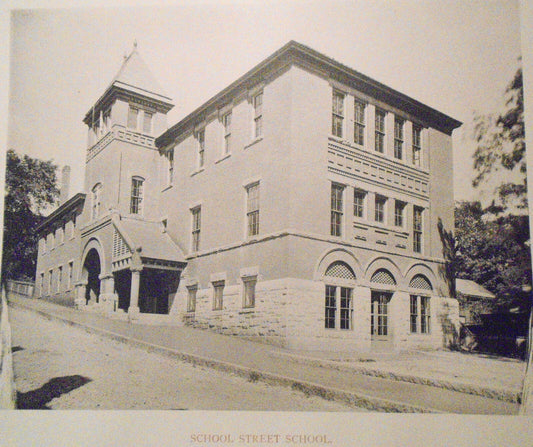School Street School, Fitchburg MA - antique print early 1900s - 13.75" x 10.25"
