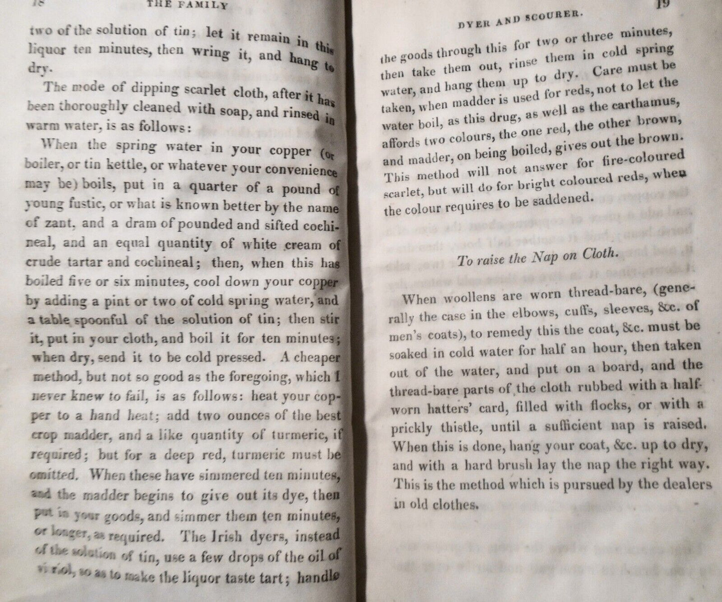 1818 The Family Dyer and Scourer, by William Tucker. 2nd ed