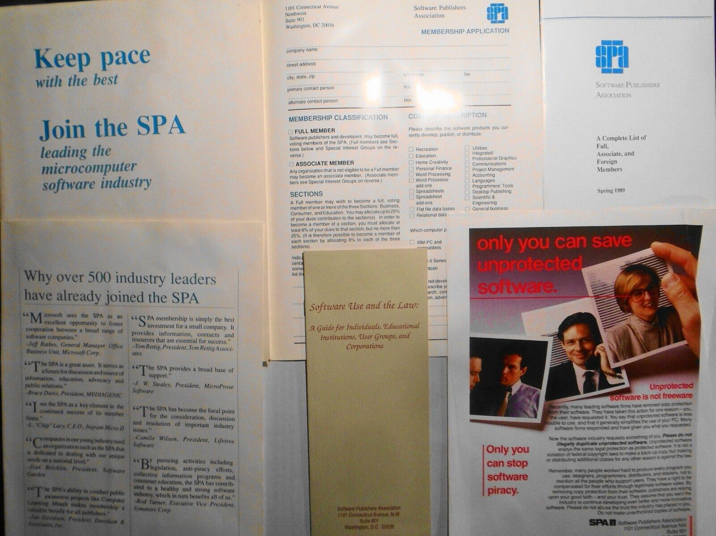Software Publishers Association Membership Application and Literature - 1989