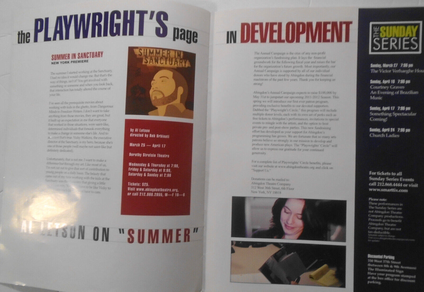 Summer in Sanctuary - Dorothy Strelsin Theatre 2011 - Souvenir program & inserts