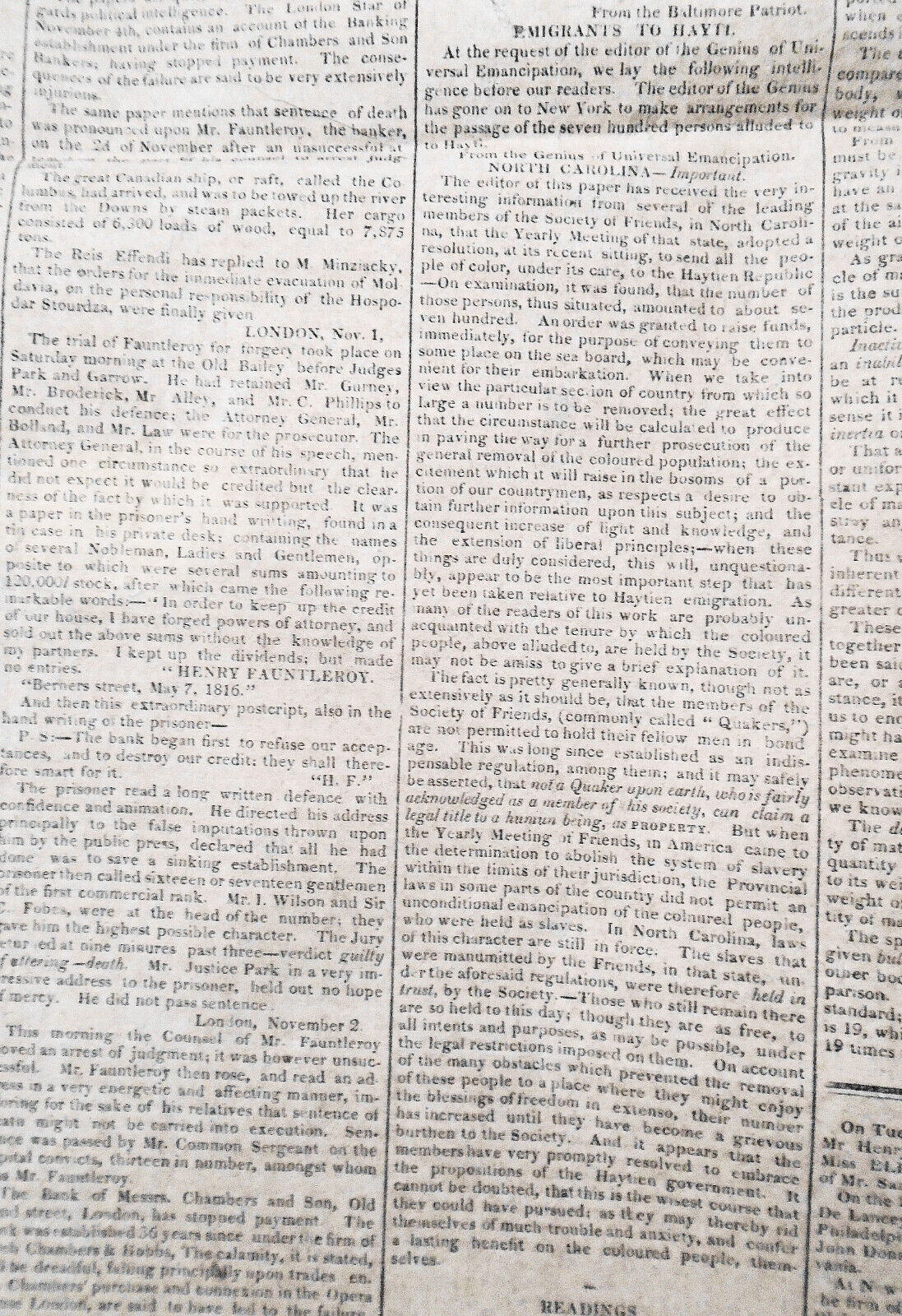 The Democratic Press Dec 27, 1824 - Emigrants to Haiti; Fauntleroy forgery trial