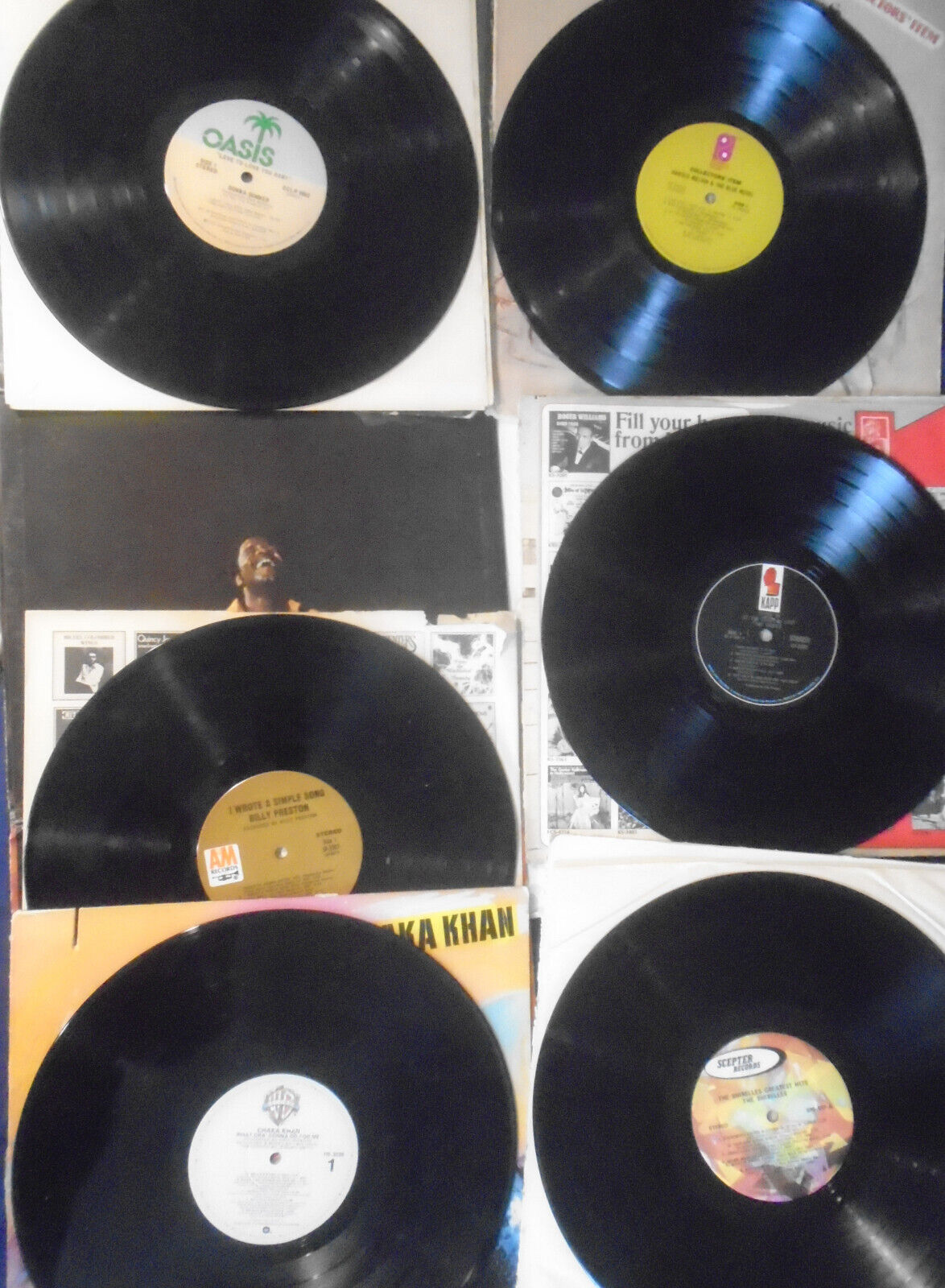 Lot of 6 R&B Soul vinyl LP record albums - Blue Notes, Chaka Khan, Billy Preston