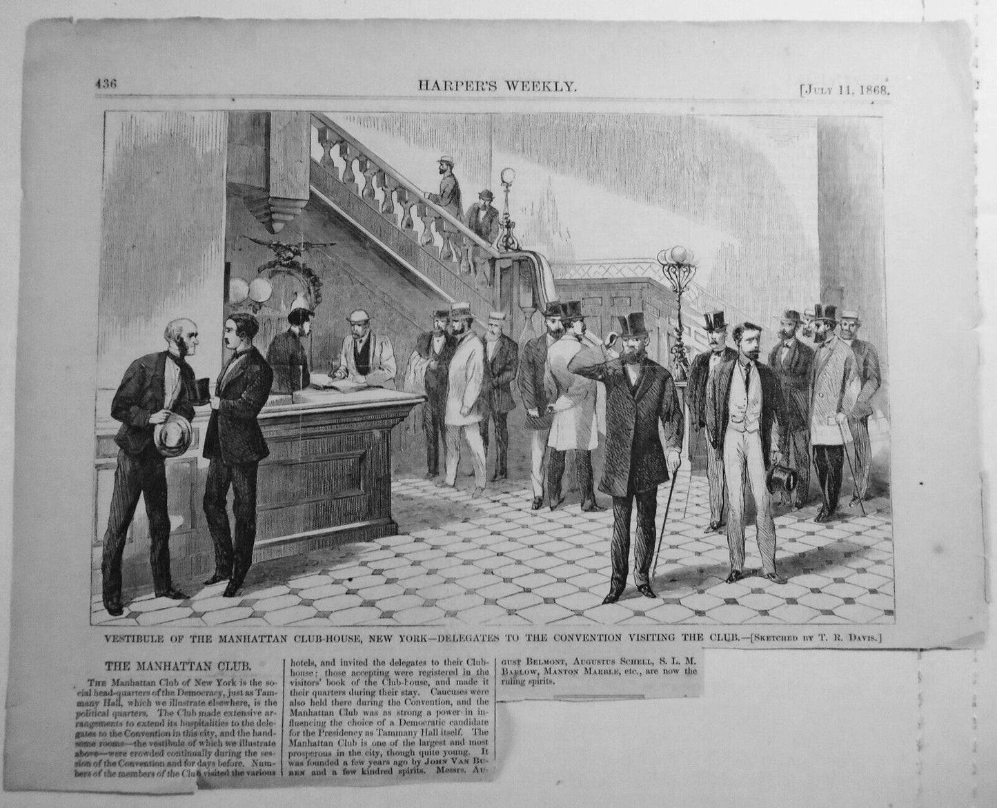 Vestibule Of The Manhattan Club-house, New York - Harper's Weekly, July 11, 1868