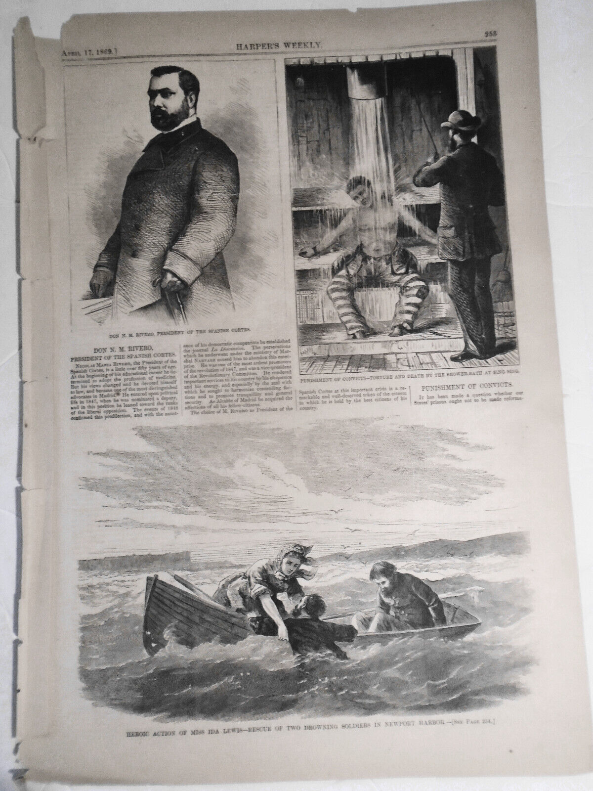 Torture and death by Shower-bath at Sing-Sing Prison, NY - Harper's Weekly 1869