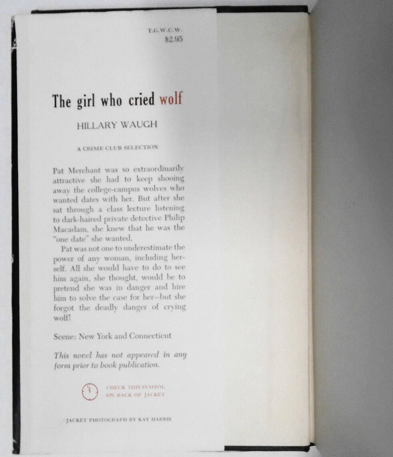 The Girl who cried Wolf, by Hillary Waugh. First edition. 1958 HC/DJ